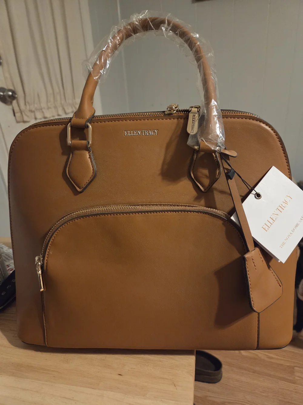 Ellen Tracy Cognac Tan Satchel Handbag